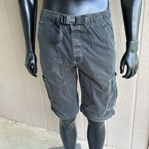 Vintage Old‎ Navy Shorts Mens Size 16 Cargo Black Big Pocket Buckle Mesh